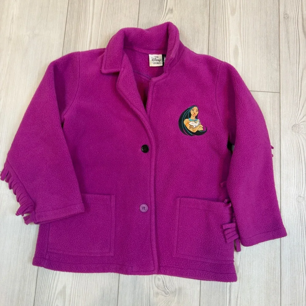 Disney Store Polartec Pocahontas Fleece Jacket Magenta Purple Fringe Kids